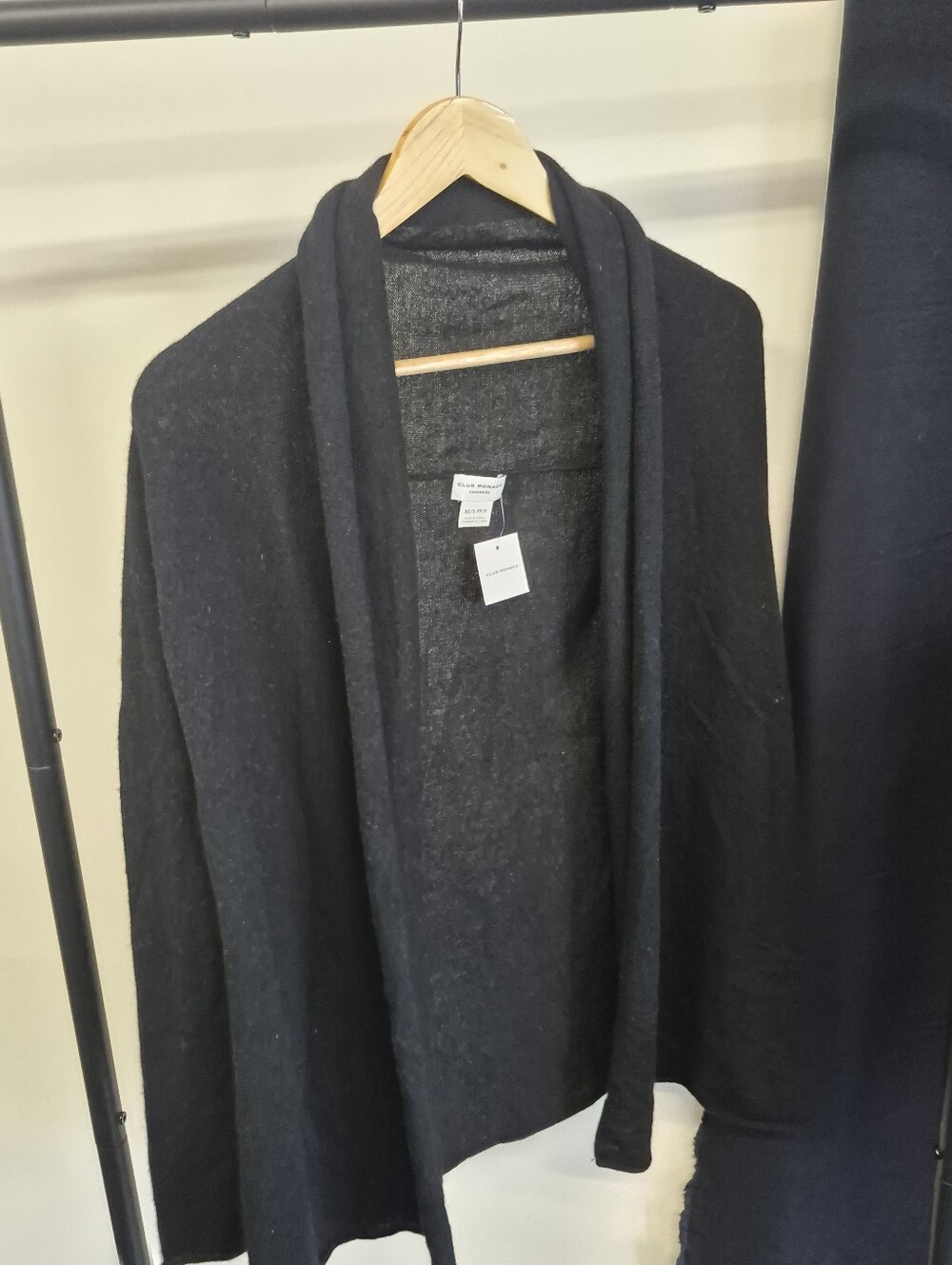 Club Monaco Black Open Front Cashmere Blend Cardigan